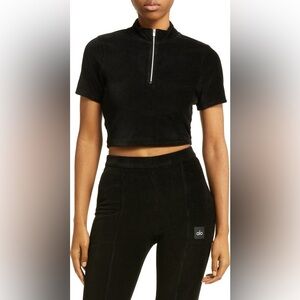 Alo Yoga Micro Corduroy Winter Break Mock Neck Crop Top – Small